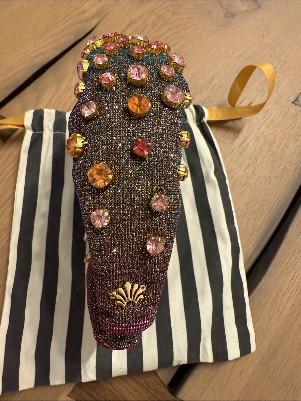 Lele Sadoughi Iridescent Jeweled Pink and Gold knot Headband ✨🪩💖 - Picture 2 of 6